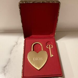 New Dior Gold Heart Padlock with Key